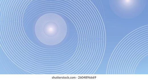 Abstract circle lines on light blue background. Geometric stripe line art design