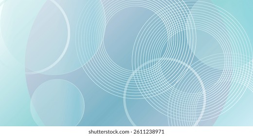 Abstract circle lines on light blue background. Geometric stripe line art design for poster, brochure, cover, website, header, web banner, presentation.