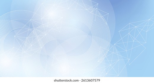 Abstract circle lines on light blue background. Geometric stripe line art design for poster, brochure, cover, website, header, web banner, presentation. vector illustration