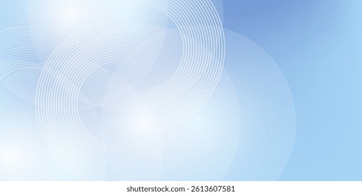 Abstract circle lines on light blue background. Geometric stripe line art design for poster, brochure, cover, website, header, web banner, presentation. vector illustration