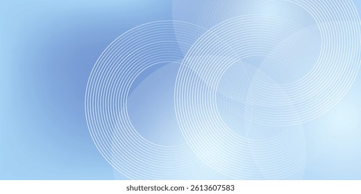 Abstract circle lines on light blue background. Geometric stripe line art design for poster, brochure, cover, website, header, web banner, presentation. vector illustration