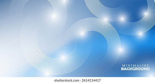 Abstract circle lines on light blue background. Geometric stripe line art design for poster, brochure, cover, website, header, web banner, presentation.