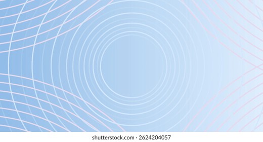 Abstract circle lines on light blue background. Geometric stripe line art design for poster, brochure, cover, website, header, web banner, presentation.