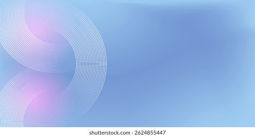 Abstract circle lines on light blue background. Geometric stripe line art design for poster, brochure, cover, website, header, web banner, presentation.