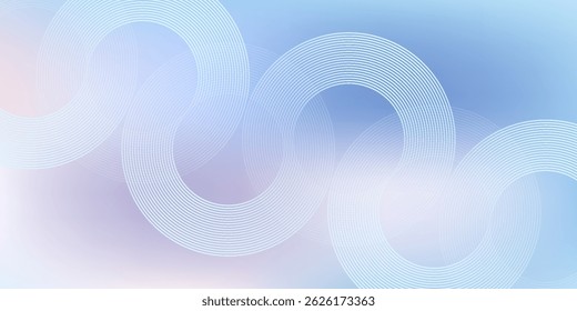 Abstract circle lines on light blue background. Geometric stripe line art design for poster, brochure, cover, website, header, web banner, presentation. eps 10