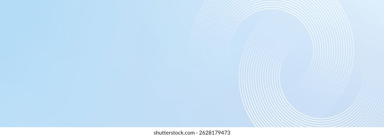 Abstract circle lines on light blue background. Geometric stripe line art design for poster, brochure, cover, website, header, web banner, presentation. modern