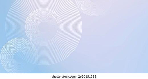Abstract circle lines on light blue background. Geometric stripe line art design concept for poster, brochure, cover, website, web banner, presentation.