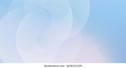 Abstractas líneas circulares sobre fondo azul claro. Concepto geométrico del diseño del arte de la línea de la raya para el cartel, folleto, cubierta, Sitio web, Anuncio del Web, presentación.