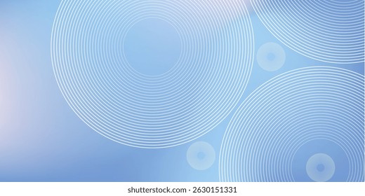 Abstractas líneas circulares sobre fondo azul claro. Concepto geométrico del diseño del arte de la línea de la raya para el cartel, folleto, cubierta, Sitio web, Anuncio del Web, presentación.