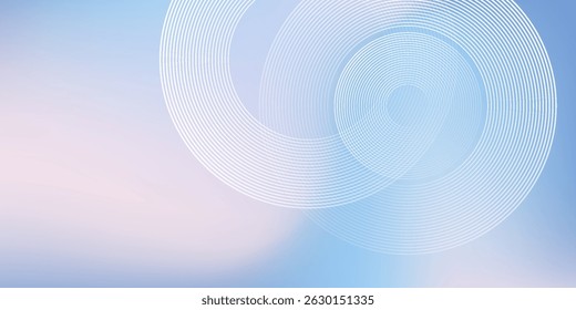 Abstractas líneas circulares sobre fondo azul claro. Concepto geométrico del diseño del arte de la línea de la raya para el cartel, folleto, cubierta, Sitio web, Anuncio del Web, presentación.
