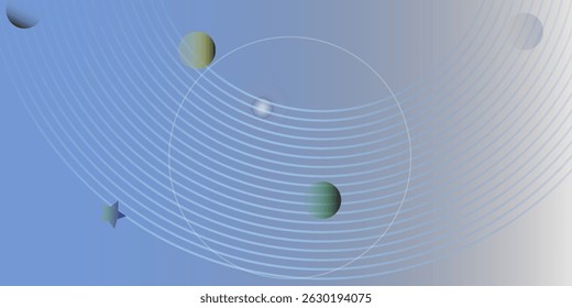 Abstract circle lines on light blue background. Geometric stripe line art design for poster, brochure, cover, website, header, web banner, presentation.