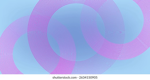 Linhas de círculo abstratas em fundo azul claro. Projeto de arte de linha de faixa geométrica para cartaz, brochura, capa, site, cabeçalho, banner da web, apresentação.
