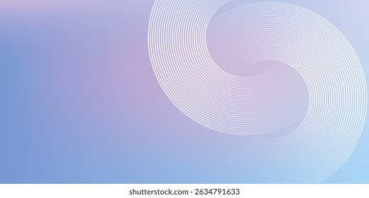 Linhas de círculo abstratas em fundo azul claro. Projeto de arte de linha de faixa geométrica para cartaz, brochura, capa, site, cabeçalho, banner da web, apresentação.
