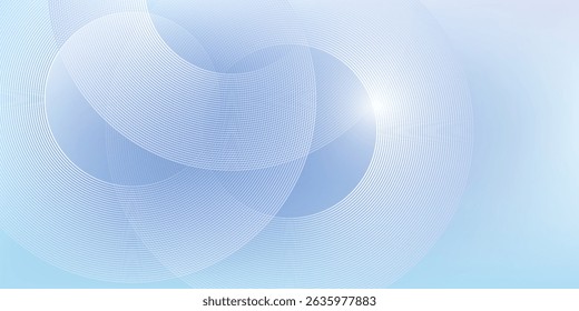 Abstractas líneas circulares sobre fondo azul claro. Diseño geométrico del arte de la línea de la raya para el cartel, folleto, cubierta, Sitio web, cabecera, Anuncio del Web, presentación.