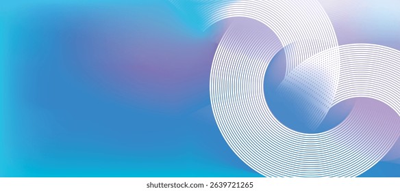 Abstract circle lines on light blue background. Geometric stripe line art design for poster, brochure, cover, website, header, web banner, presentation.