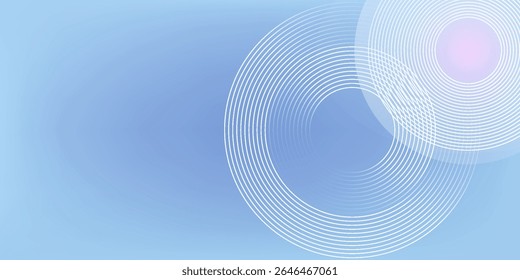 Abstract circle lines on light blue background. Geometric stripe line art design for poster, brochure, cover, website, header, web banner, presentation.