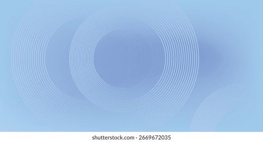 Abstract circle lines on light blue background. Geometric stripe line art design for poster, brochure, cover, website, header, web banner, presentation.