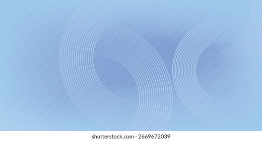 Abstract circle lines on light blue background. Geometric stripe line art design for poster, brochure, cover, website, header, web banner, presentation.