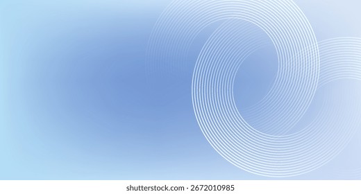 Abstrakte Kreislinien auf hellblauem Hintergrund. Geometrisches Streifenliniendesign für Poster, Broschüre, Cover, Website, Header, Webbanner, Präsentation.