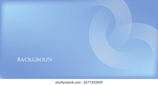 Linhas de círculo abstratas em fundo azul claro. Projeto de arte de linha de faixa geométrica para cartaz, brochura, capa, site, cabeçalho, banner da web, apresentação.