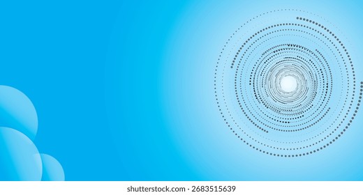 Abstract circle lines on light blue background. Geometric stripe line art design for poster, brochure, cover, website, header, web banner, victor.