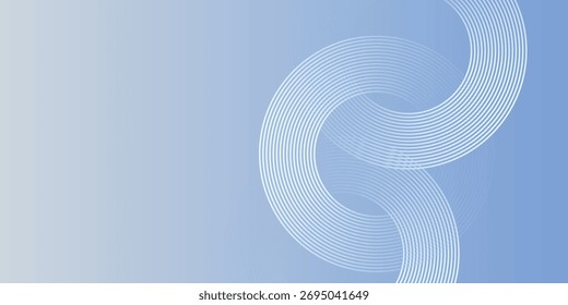  Abstractas líneas circulares sobre fondo azul claro. Diseño geométrico del arte de la línea de la raya para el cartel, folleto, cubierta, Sitio web, cabecera, Anuncio del Web, presentación.
