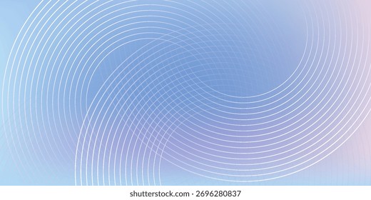 Abstract circle lines on light blue, purple background. Geometric circle stripe line art design. Ready for brochure, banner, poster, presentation, website. Vector illustration.