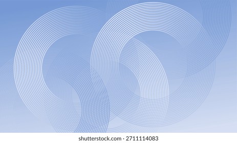 Linhas de círculo abstratas em fundo azul claro. Projeto de arte de linha de faixa geométrica para cartaz, brochura, capa, site, cabeçalho, banner web, apresentação. eps vetor