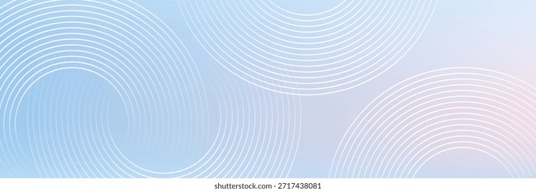 Abstract circle lines on light blue background. Geometric stripe line art design for poster, brochure, cover, website, header, web banner, presentation.