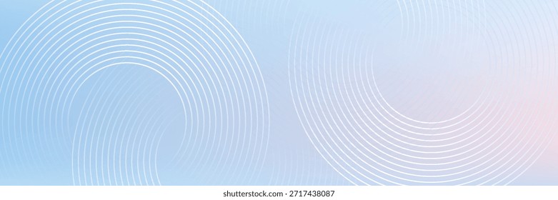 Abstract circle lines on light blue background. Geometric stripe line art design for poster, brochure, cover, website, header, web banner, presentation.