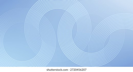 Abstract circle lines on light blue background. Geometric stripe line art design for poster, brochure, cover, website, header, web banner, presentation.