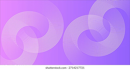 Abstract circle lines on pink and purple background. Geometric stripe line art design for poster, brochure, cover, website, header, web banner, presentation.