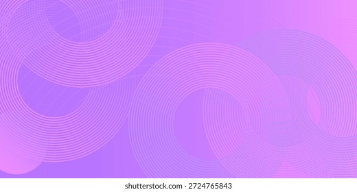 Abstract circle lines on pink and purple background. Geometric stripe line art design for poster, brochure, cover, website, header, web banner, presentation.