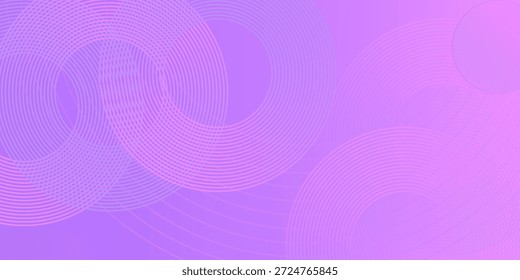 Abstract circle lines on pink and purple background. Geometric stripe line art design for poster, brochure, cover, website, header, web banner, presentation.