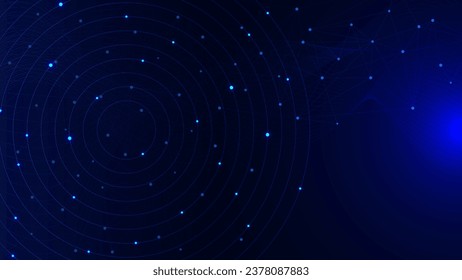 Abstract circle lines with polygon and wave flow for network connection and Big data visualization concept background. Vector illustration.