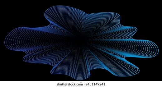 Abstract circle lines wave colorful purple and blue gradient isolated on transparent background. Vector in concept technology, science, music, modern vector waving futuristic