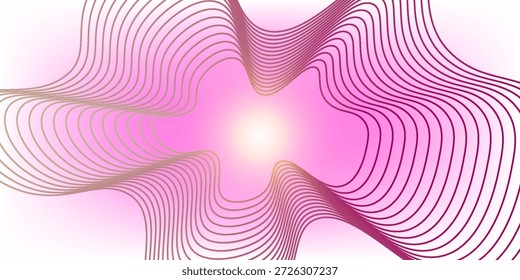 Linhas de círculo abstratas acenam com gradiente rosa e marrom colorido isolado em um plano de fundo transparente. Vetor