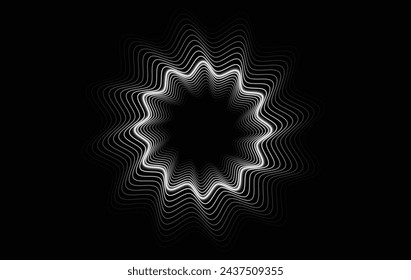 Abstract circle lines wave white isolated on black background. Vector in concept technology, science, music, modern.