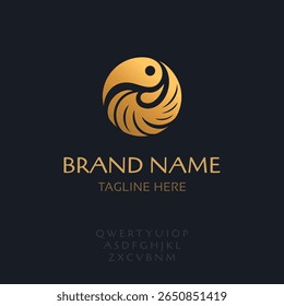 Abstract circle logo, bird shape emblem, parrot brand, vector illustration