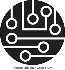 Logo de círculo abstracto e ilustración de placa de circuito en un estilo moderno y mínimo aislado en el fondo