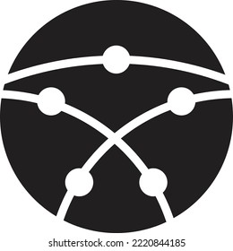 Logo de círculo abstracto e ilustración de placa de circuito en un estilo moderno y mínimo aislado en el fondo