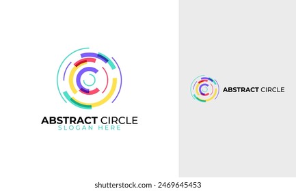 Diseño Abstractas del logotipo del círculo. Símbolo creativo con concepto colorido y geométrico. Icono de evento deportivo o digital