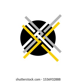 abstract circle logo elements round curve swirl design vector illustration