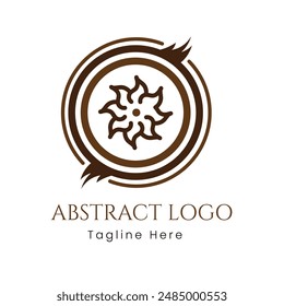 Abstract circle logo with floral decorative art vector illustration with dummy text on white background.