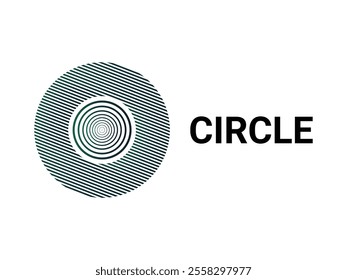 Abstract Circle Logo. Green Circle Shape Combined With Stripped Lines Isolated On White Background. Flat Vector Logo Design Template Element Usable For Business and Graphics