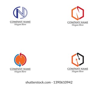 Abstract circle logo initial N concept design