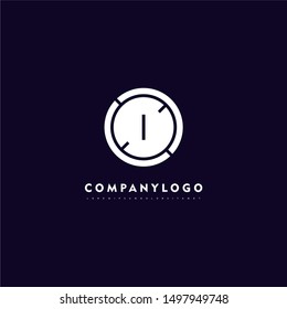abstract circle logo letter i isolated on purple background technology symbol
