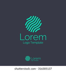 Abstract circle logo made of lines fingerprint template. Corporate branding identity