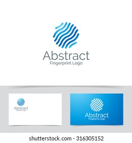 Abstract circle logo made of lines fingerprint template. Corporate branding identity