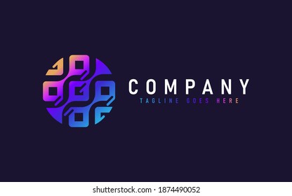 Abstract Circle Logo With Modern Geometric Shape Inside. Usable For Business, Community, Industrial, Foundation, Security, Tech, Services Company. Vector Logo Design Illustration.